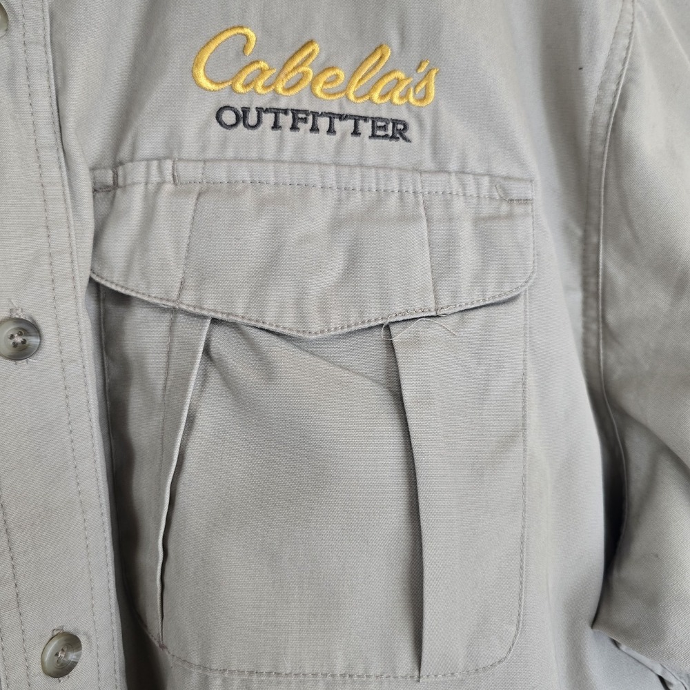 Cabela's Shirt Men's‎ XL Logo Employee Button Down Workwear British Tan Flag.C02 - Picture 3 of 12